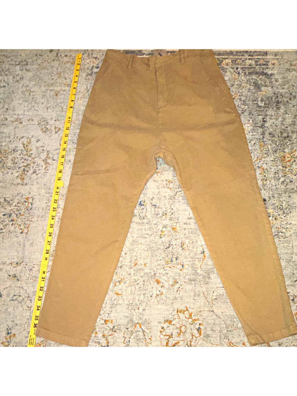 Nili Lotan women’s beige cotton twill chino pants slim tapered flat 29 W12 A205